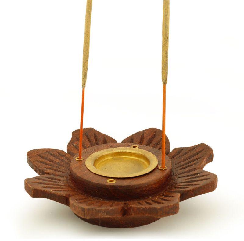 Flower shape carved incense platter cone burner