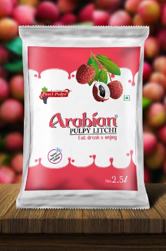 Arabian Pulpy Litchi juice 2.5liters, Packaging Type : Pouches