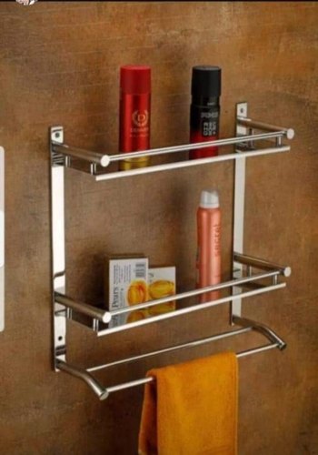 Stainless Steel Rectangle Bathroom Shelf, Size : Standard