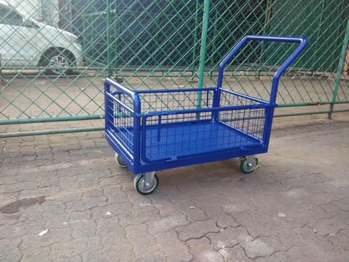 Square Polished Mild Steel Four Wheel Box Trolley