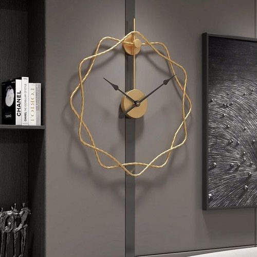 Round Iron Wall Clock, Color : Gold