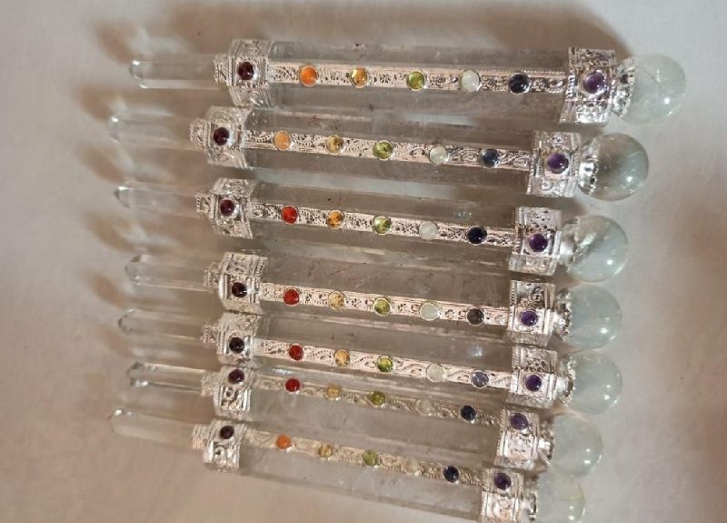 Gemstone Crystal chakra beads wand, Size : 5-7 Inch
