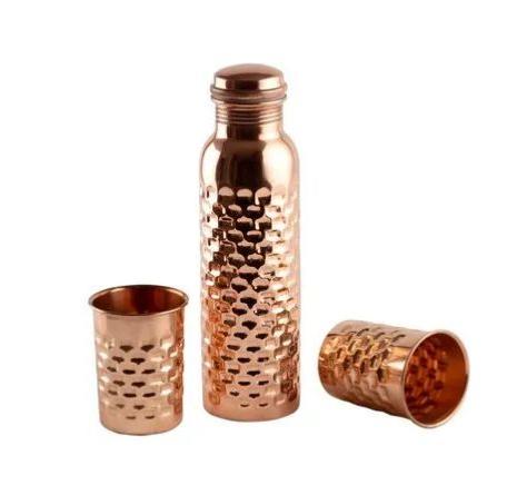 Copper Water Bottle with Glass Set