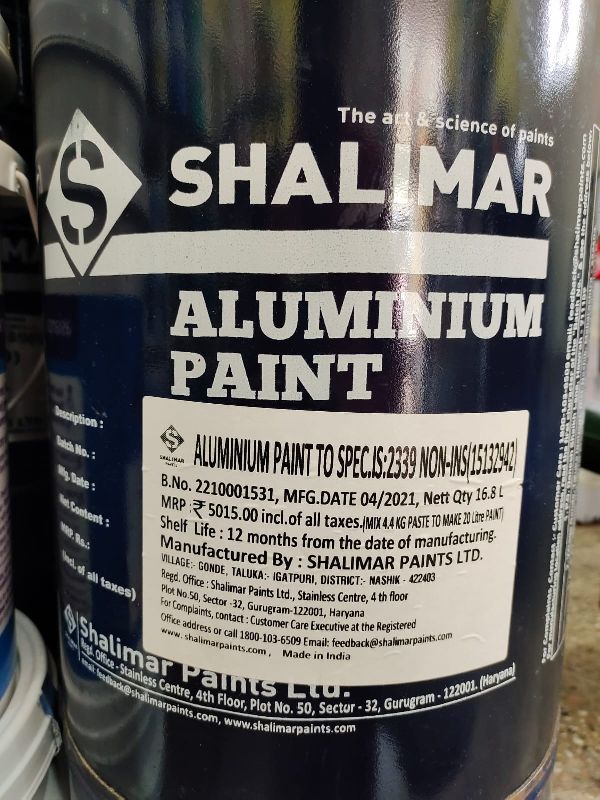 Aluminium Paint ALPT IS:2339 (PQ), for Brush, Roller, Spray Gun