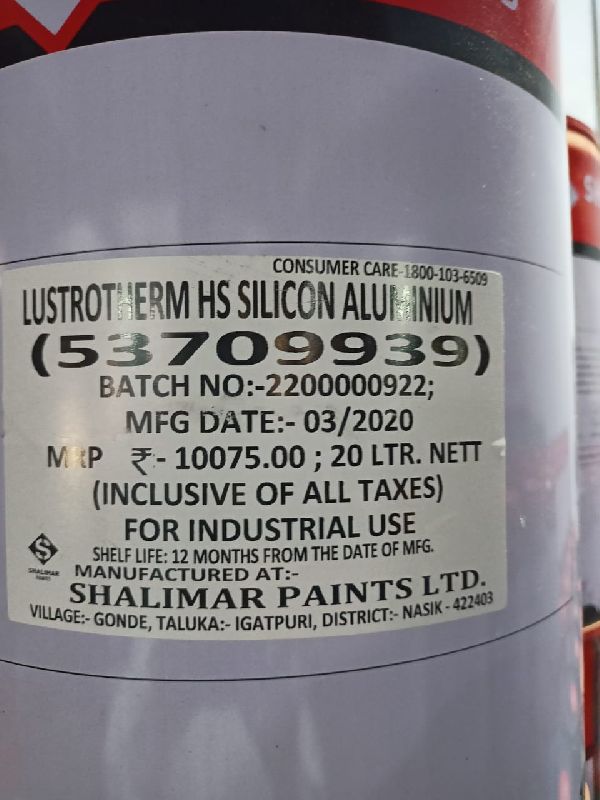 Lustrotherm HS Silicon Aluminum Paint, Certification : ISO 9001:2008
