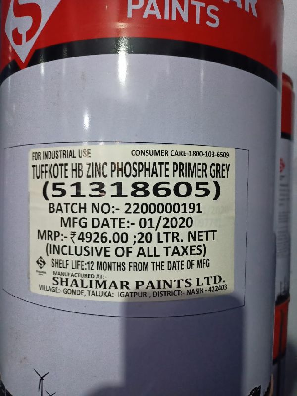 Tuffkote HB Zinc Phosphate Primer, for Brush, Roller, Spray Gun, Color : Red Grey