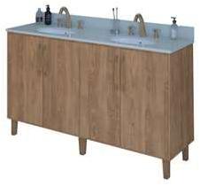 60x22x34.5 Inch Dull Brown Bathroom Vanity