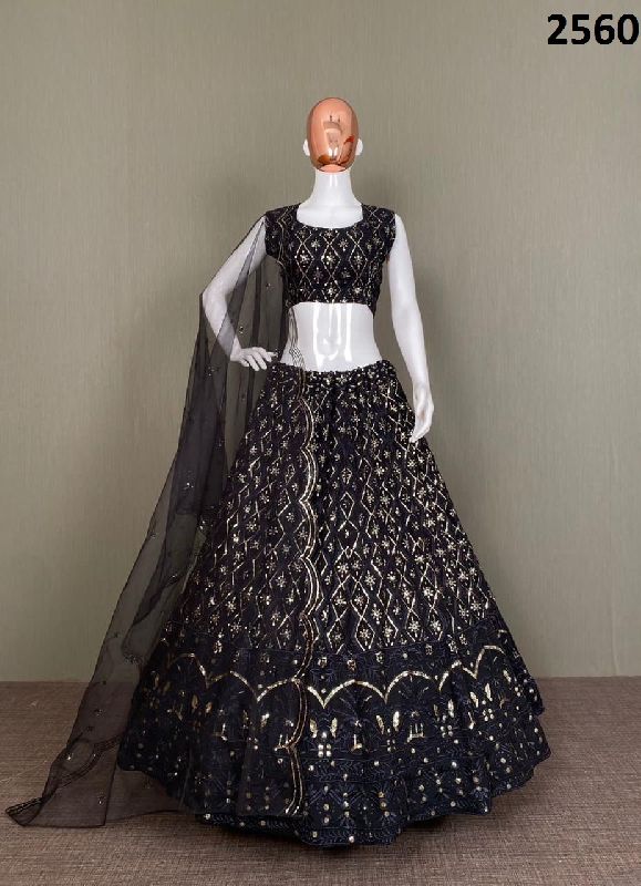 Lehenga choli 2560, Color : Black