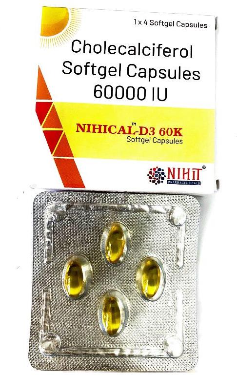 Nihical-D3 60K Softgel Capsules, for Hospital, Clinical