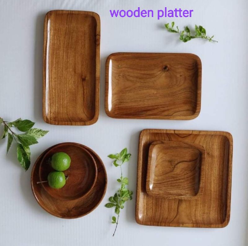 Polished Wooden Platter, Size : Standard