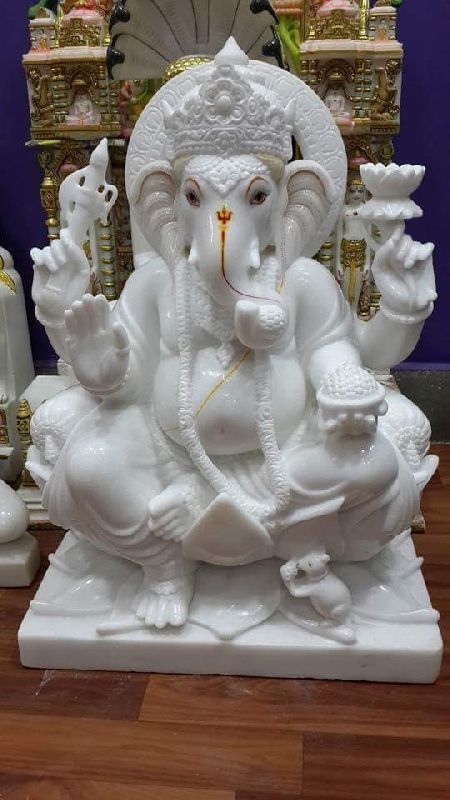 Marble 3 Feet Ganesha Statue, for Worship, Temple