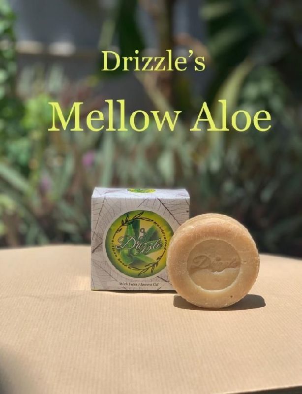 Round Drizzle Mellow Aloe Handmade Soap, for Light Green, Form : Solid