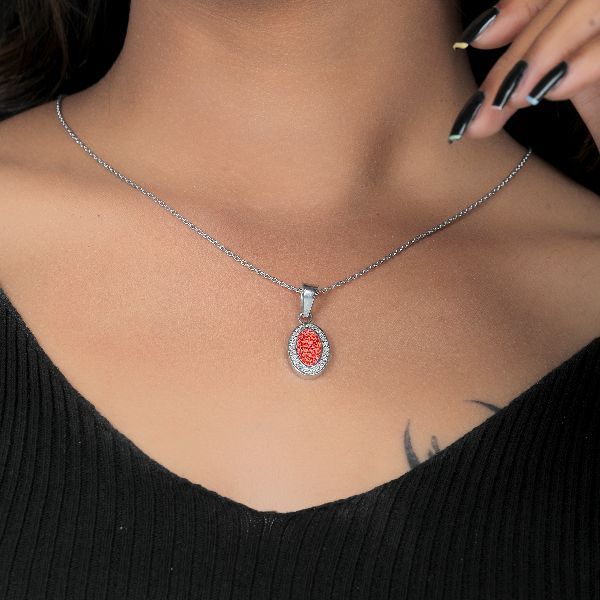 Red Color Diamond Necklace