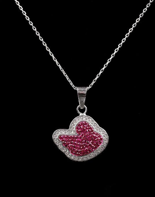 Darkpink Color Diamond Necklace