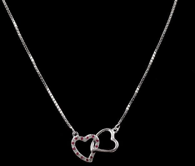Heart Pink And White Diamond Unique Diamond Neckless