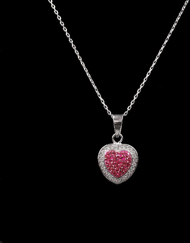 Light Pink Diamond Heart Shape Necklace