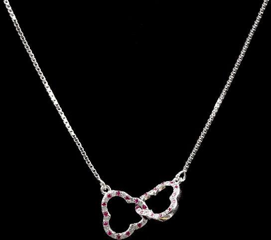 Lovers Heart Knot Diamond Necklace