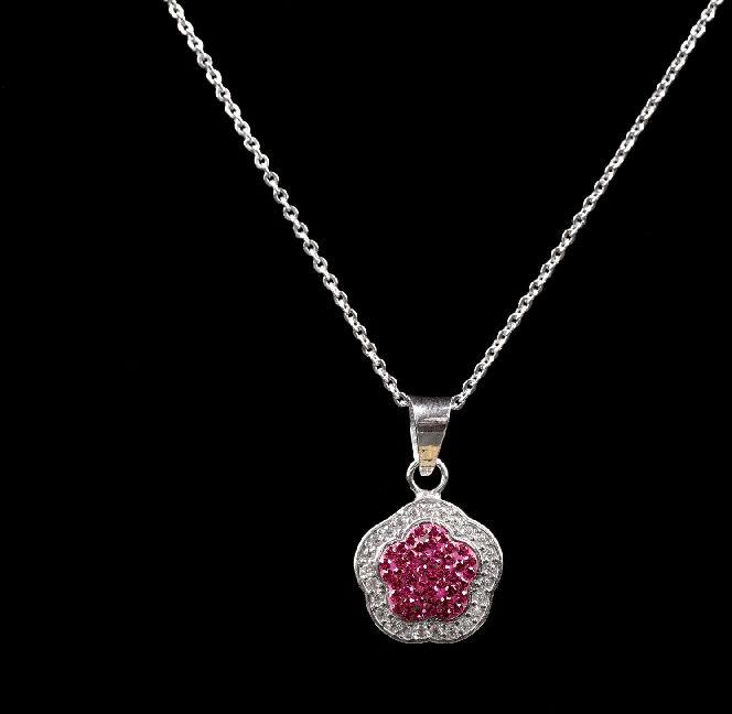 Neonpink Color Diamond Hexagon Shape Necklace