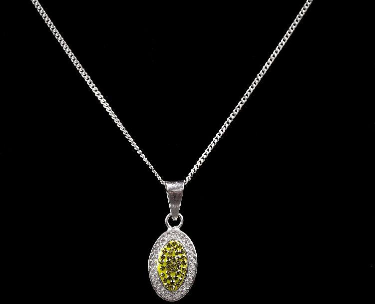 Olive Green Diamond Oval Necklace