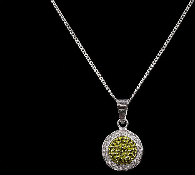 Olivedra Color Diamond Round Shape Necklace