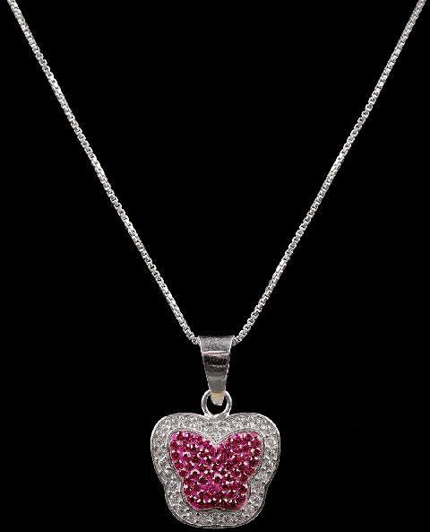 Pink Diamond Butterfly Shape Necklace