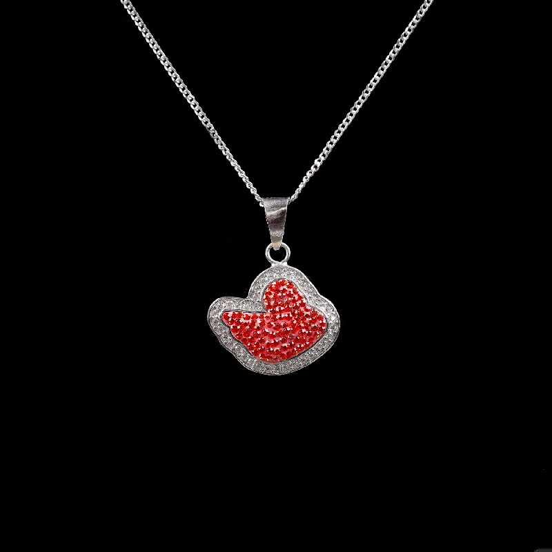 Red Rose Color Diamond Necklace