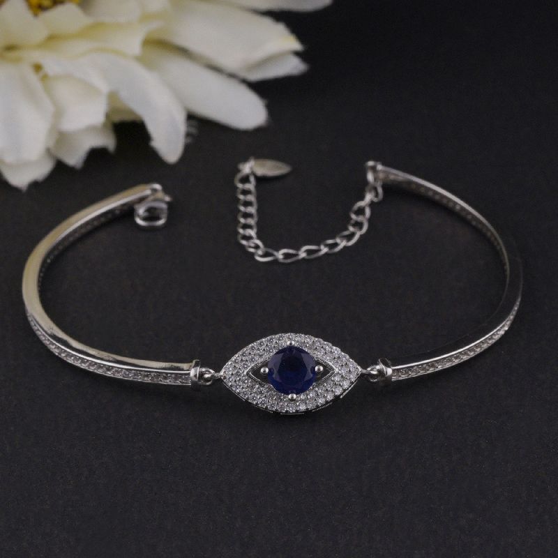 German Silver Blue Stone Bracelet  beadsnfashion