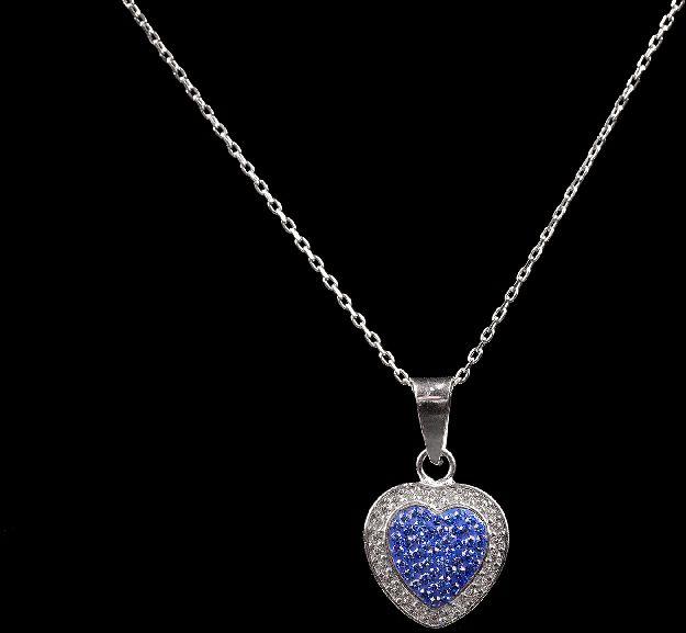 Sky Blue Diamond Heart Shape Necklace