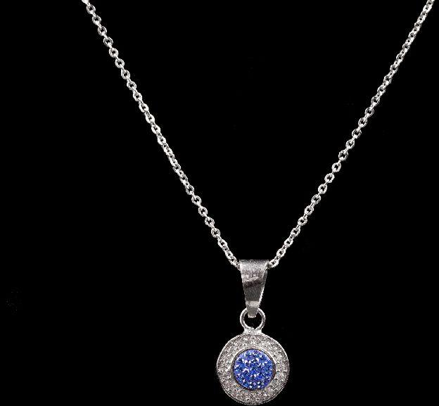 Sky Blue Diamond Round Shape Pendant