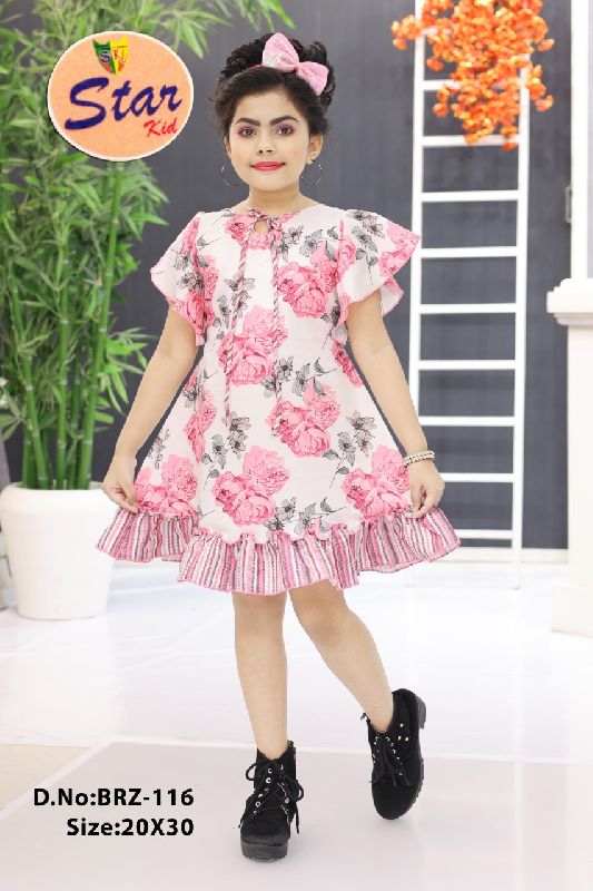 5-7 Years Uniquely Designed Imported Floral Fashion Cotton Dresses for Girls-cokhiquangminh.vn