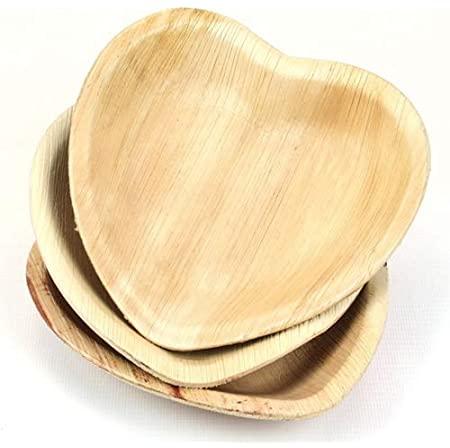 Heart Shaped Areca Leaf Plate, for Serving Food, Size : Multisize