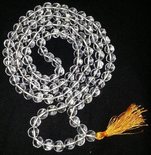 diamond cut clear quartz sphatik mala