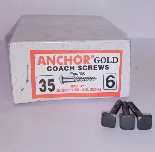 Mild Steel Anchor Gold Coach Screws, Length : 10-20cm