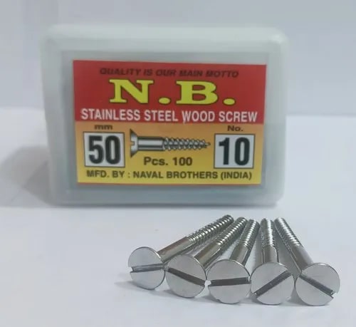 Round Polished Stainless Steel N. B. Wood Screws, for Fittings, Certification : ISI Certified