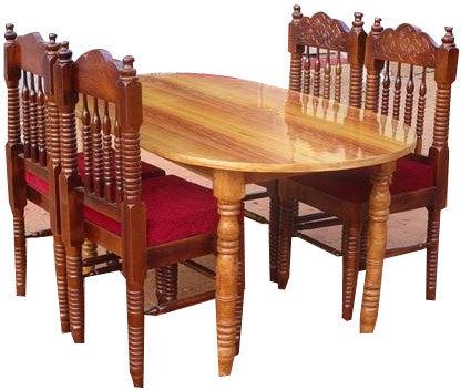 Rectangular Wooden Dining Table Set, for Hotel, Home, Pattern : Plain
