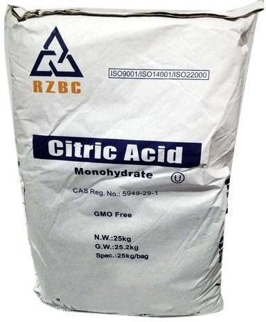 White Imported Powder C6H8O7.H2O citric acid