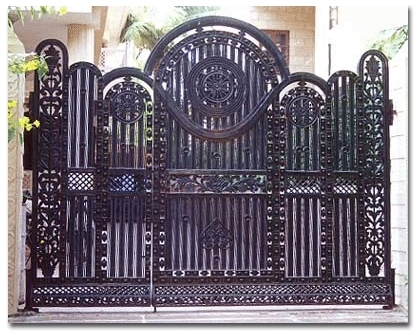 Manual Wrought Iron Gate, Color : Black