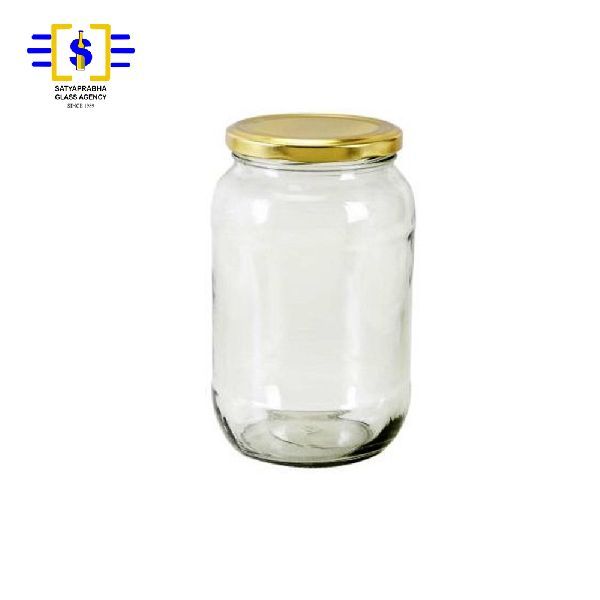 1 kg Glass Round Lug Jars, for Food Storage, Pickle Storage, Spices