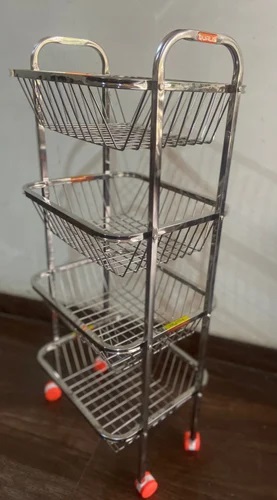Stainless Steel Fruit & Vegetable Trolley, Shape : Rectangle