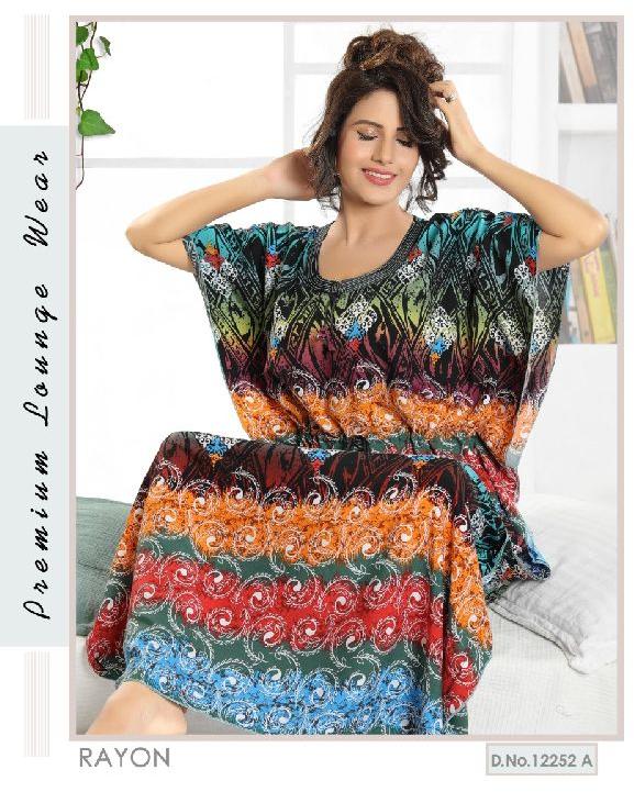 Pipal Printed Rayon Nighty, Feature : Anti-Wrinkle, Comfortable, Easily Washable