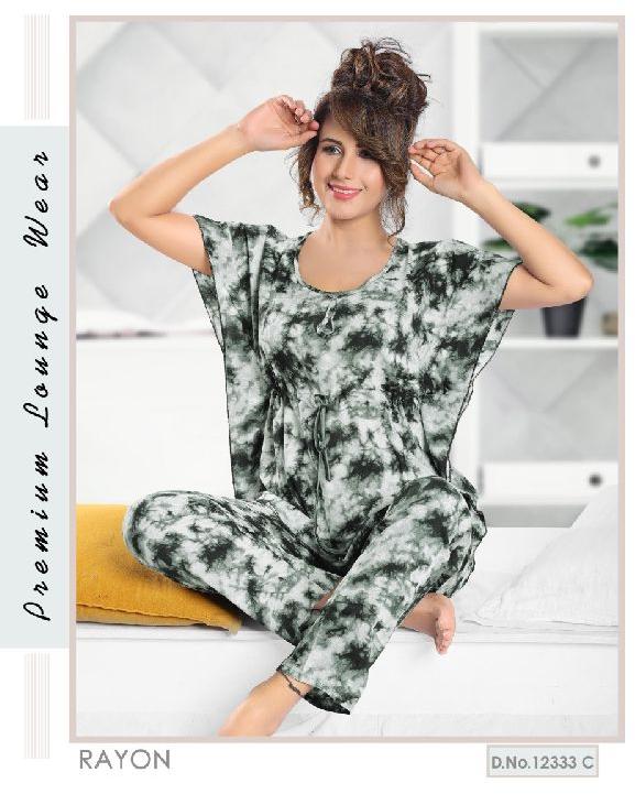 Printed Rayon Sleepwear, Size : M, XL, XXL, XXXL