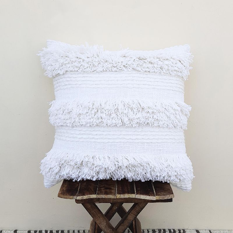 Cotton IK-08 Decorative Pillow, Color : White/Ivory