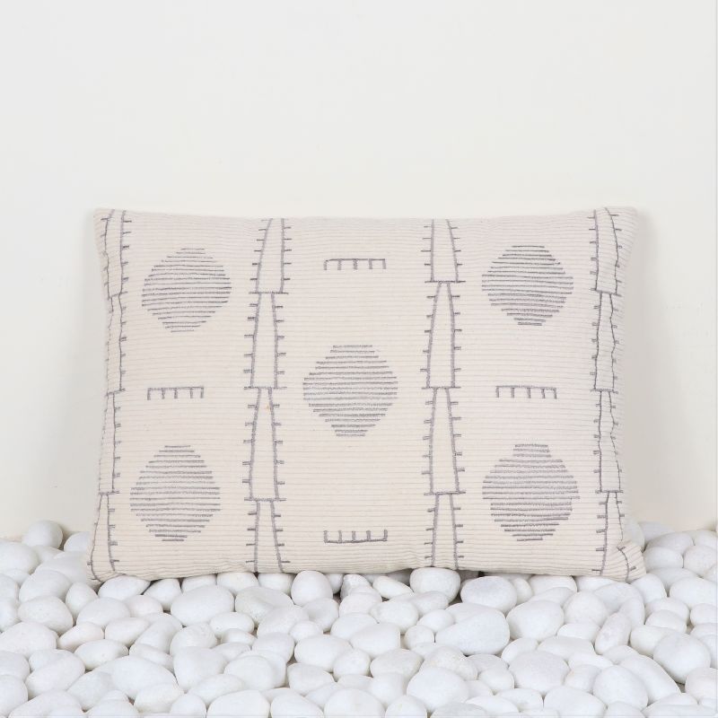 Cotton IK-823 Decorative Pillow, Color : Ivory/Gray