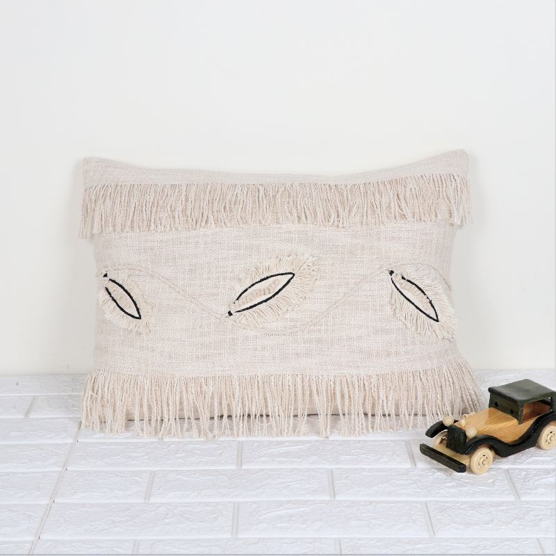 Cotton IK-868 Decorative Pillow, Color : Ivory/Black
