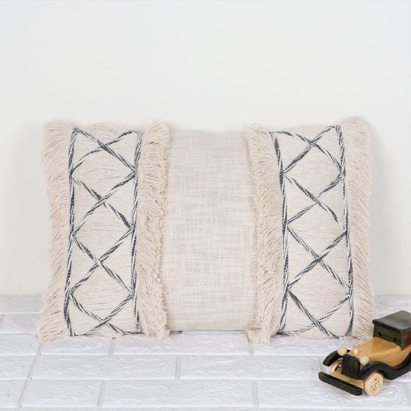 Cotton IK-871 Decorative Pillow, Color : Gray/Ivory