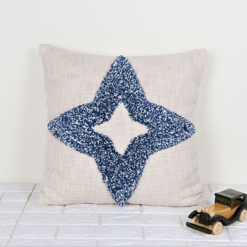 Cotton IK-873 Decorative Pillow, Color : Blue/Ivory