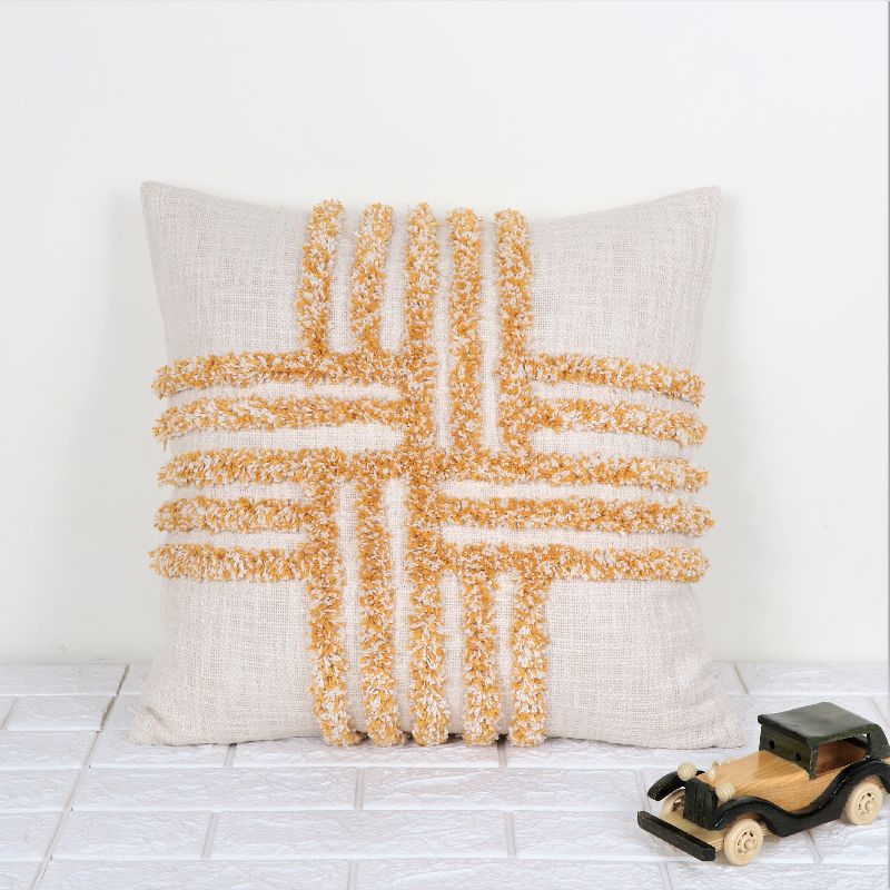 Cotton IK-880 Decorative Pillow, Color : Yellow/Ivory