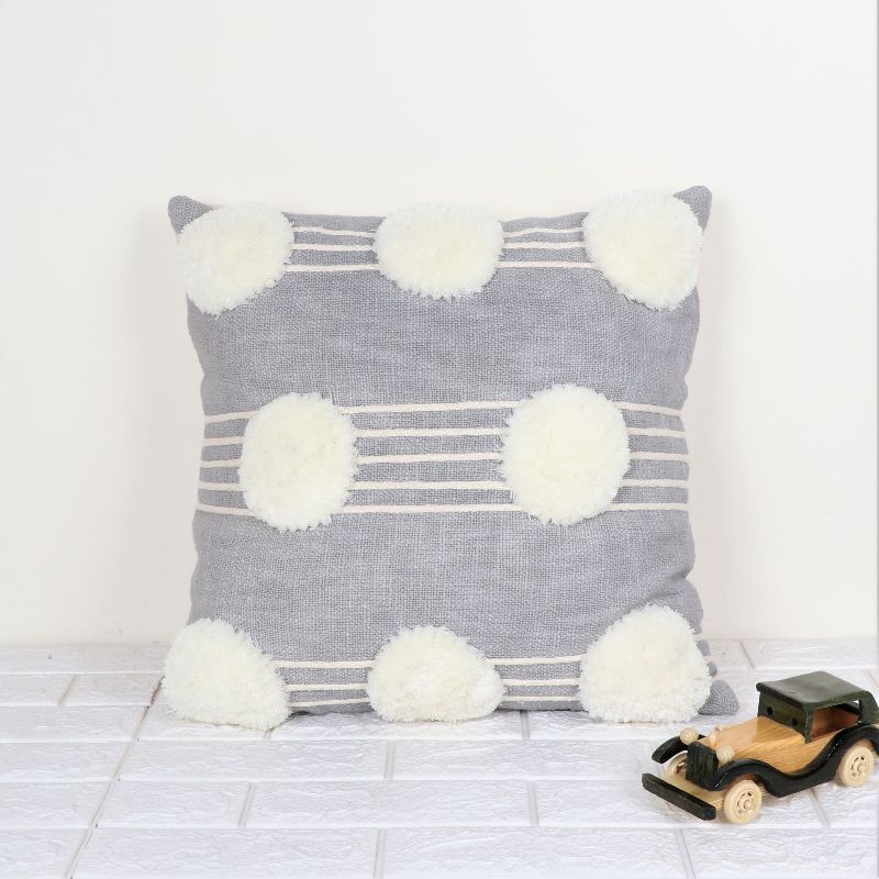 Cotton IK-886 Decorative Pillow, Color : Gray/White
