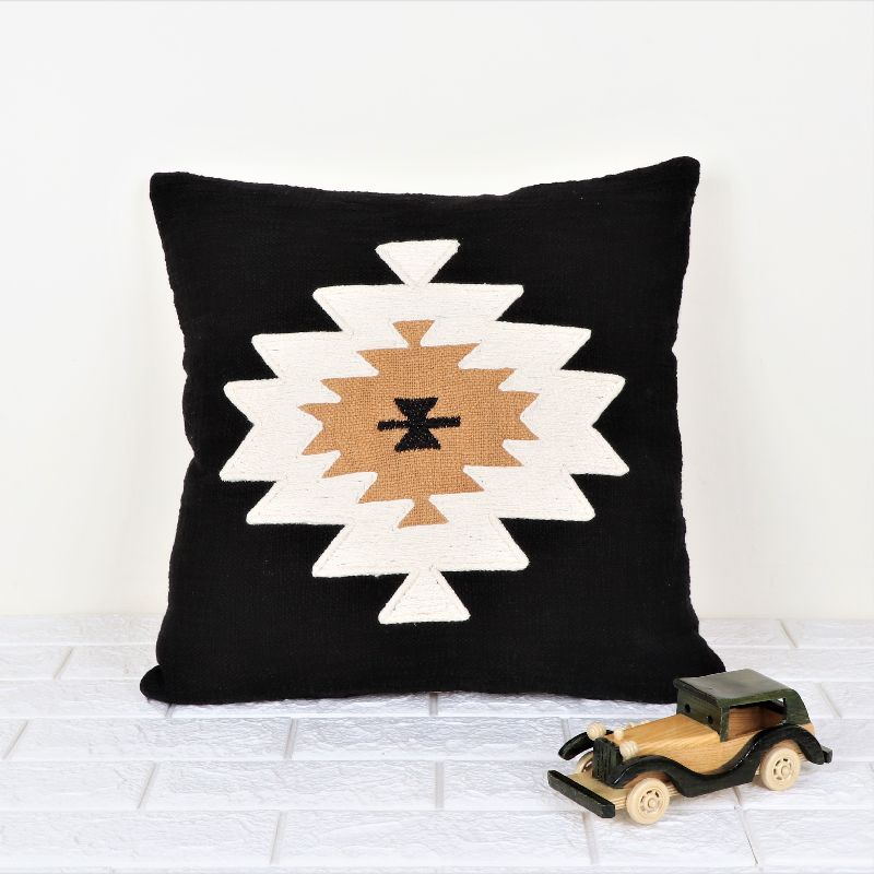 Cotton IK-890 Decorative Pillow, Color : Black/Ivory