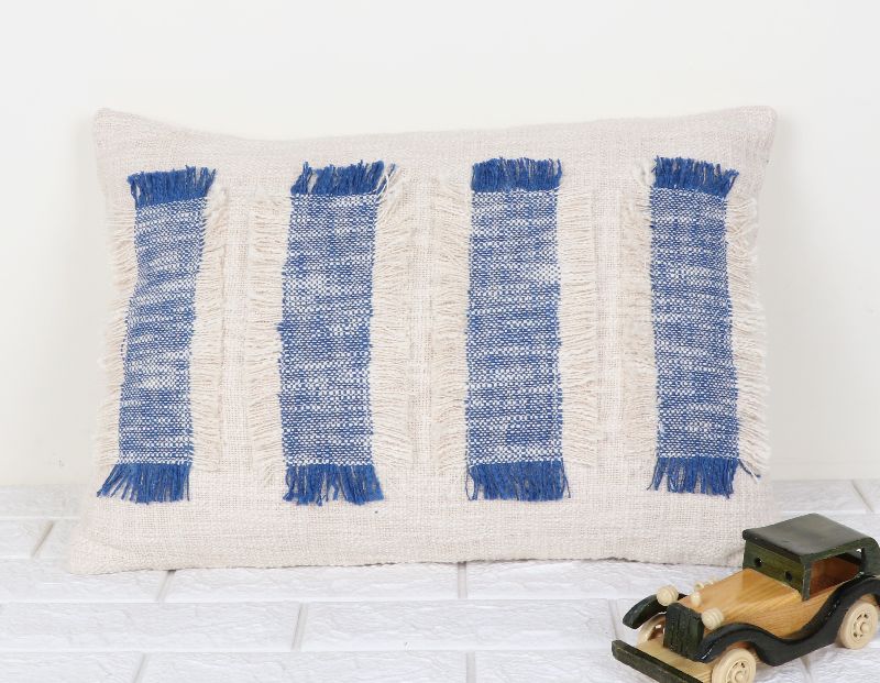 Cotton IK-902 Decorative Pillow, Color : Ivory/Blue